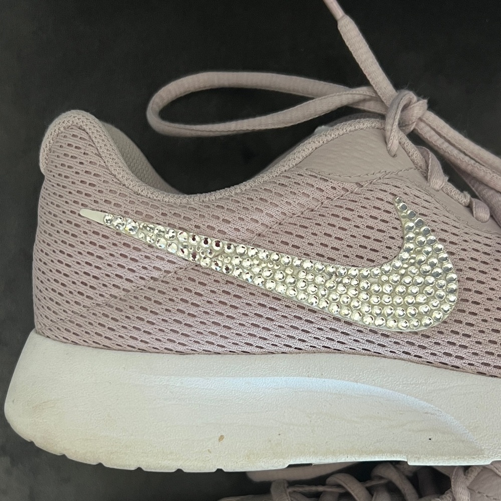 Rhinestone Nike Mauve Women's Sneakers with Silver Swoosh - Picture 2 of 13